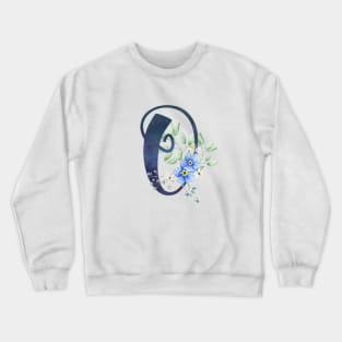 Floral Monogram O Wild Blue Flowers Crewneck Sweatshirt